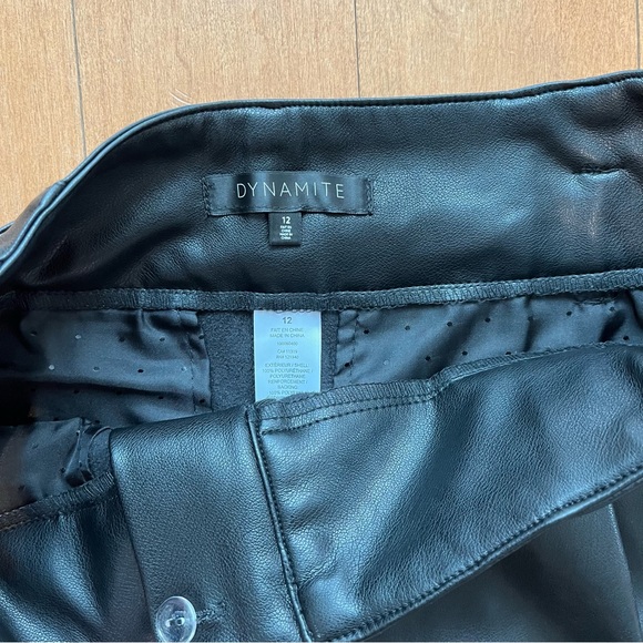 Black leather paper bag pants from Dynamite. Size 12 - Picture 3 of 4